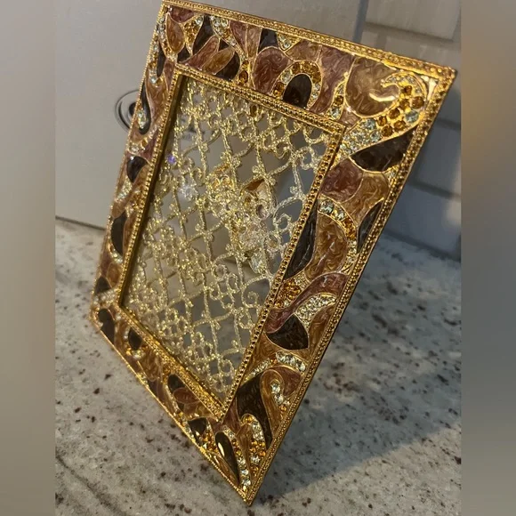 RARE Ciel Collectable Metal Swarovski Crystal Enamel & Jewel Photo Picture Frame